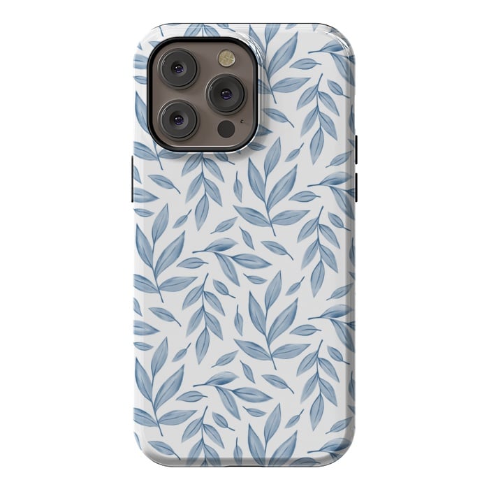 iPhone 14 Pro max StrongFit blue leaves by Alena Ganzhela