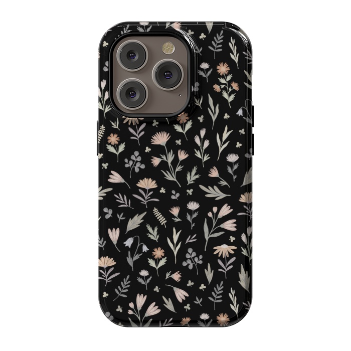 iPhone 14 Pro StrongFit gentle flora on a black by Alena Ganzhela