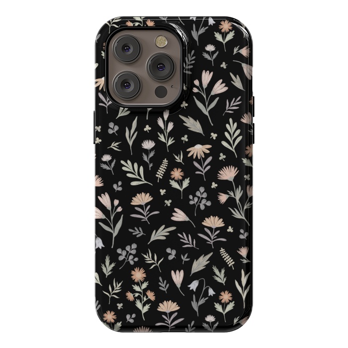 iPhone 14 Pro max StrongFit gentle flora on a black by Alena Ganzhela