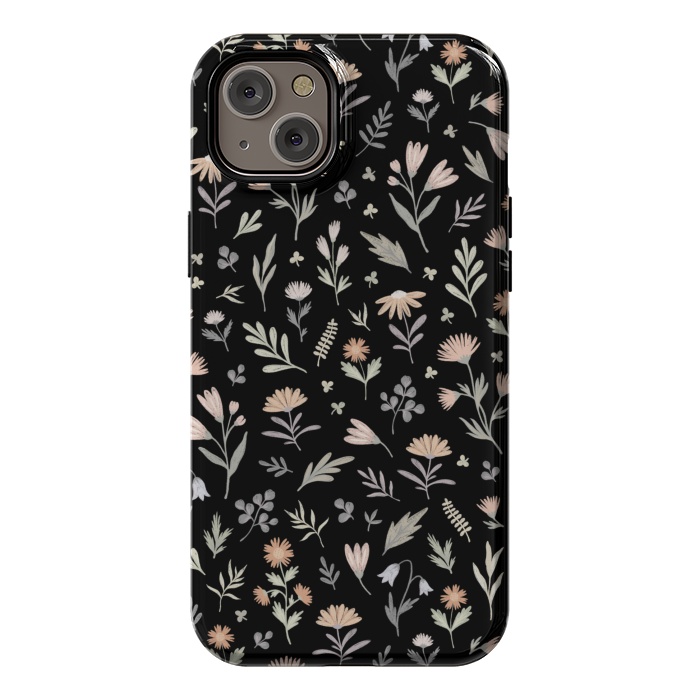 iPhone 14 Plus StrongFit gentle flora on a black by Alena Ganzhela