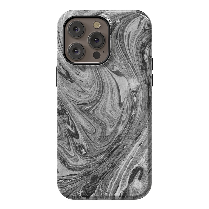 iPhone 14 Pro max StrongFit Dark grey marble swirl by Oana 