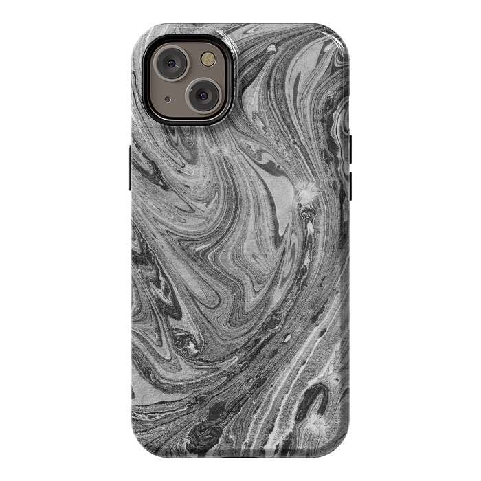 iPhone 14 Plus StrongFit Dark grey marble swirl by Oana 