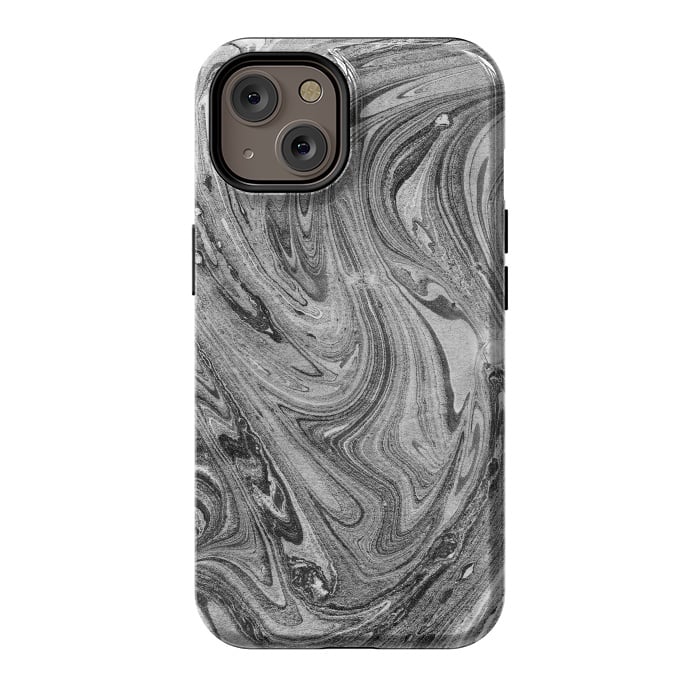 iPhone 14 StrongFit Dark grey marble swirl by Oana 