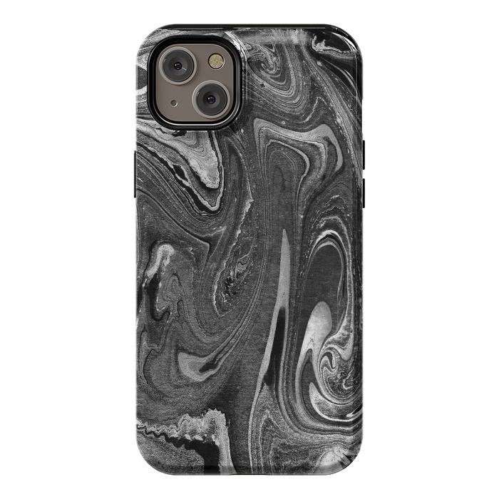 iPhone 14 Plus StrongFit black grey liquid marble by Oana 