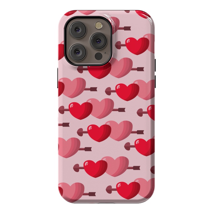 iPhone 14 Pro max StrongFit pink red hearts pattern by MALLIKA