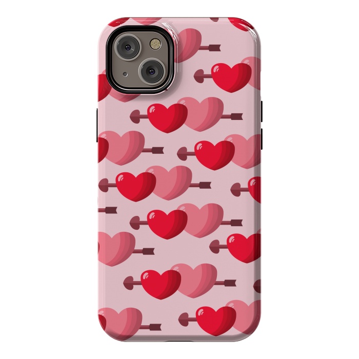 iPhone 14 Plus StrongFit pink red hearts pattern by MALLIKA