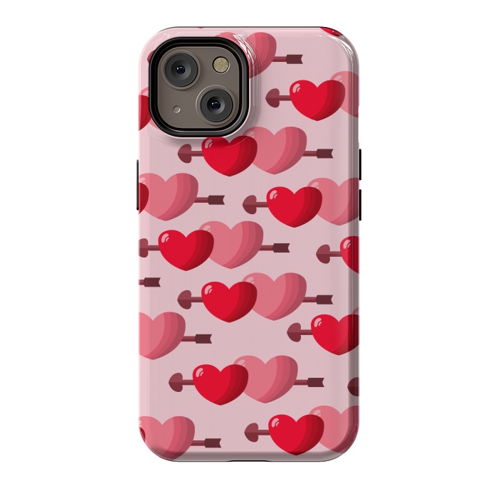 iPhone 14 StrongFit pink red hearts pattern by MALLIKA