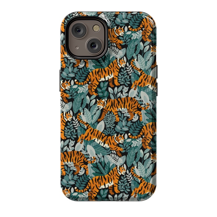 iPhone 14 StrongFit Bangel Tiger Teal Jungle  by Tigatiga