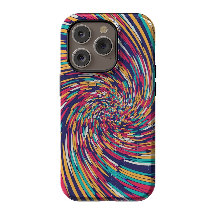 iPhone 14 Pro StrongFit multi colour spiral print 2 by MALLIKA