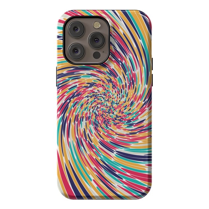 iPhone 14 Pro max StrongFit multi colour spiral print 2 by MALLIKA