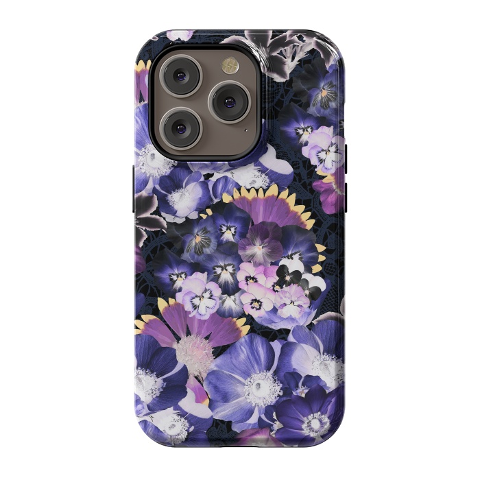 iPhone 14 Pro StrongFit Purple flowers collage by Oana 