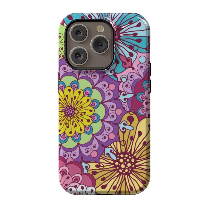 iPhone 14 Pro StrongFit Brightly Colored Flowers by ArtsCase