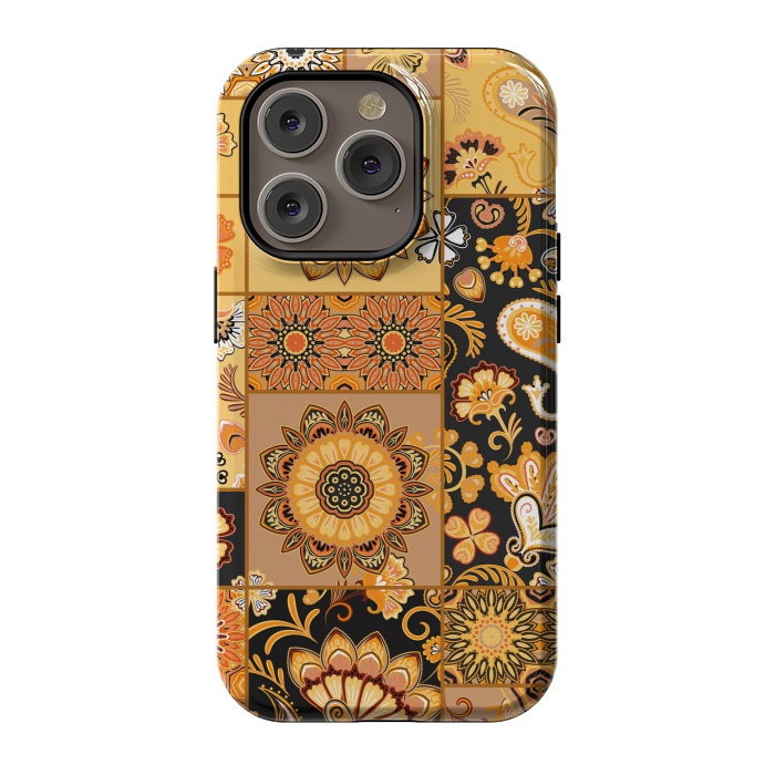 iPhone 14 Pro StrongFit Patchwork with Paisley and Mandala in Colorful by ArtsCase