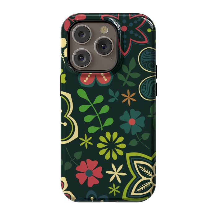 iPhone 14 Pro StrongFit Seamless Flowers and Birds by ArtsCase