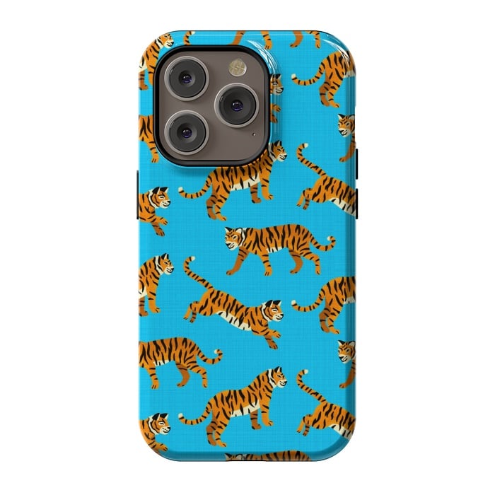 iPhone 14 Pro StrongFit Bangel Tigers - Electric Blue  by Tigatiga