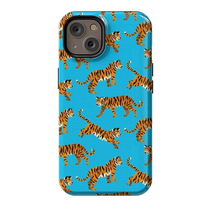iPhone 14 StrongFit Bangel Tigers - Electric Blue  by Tigatiga