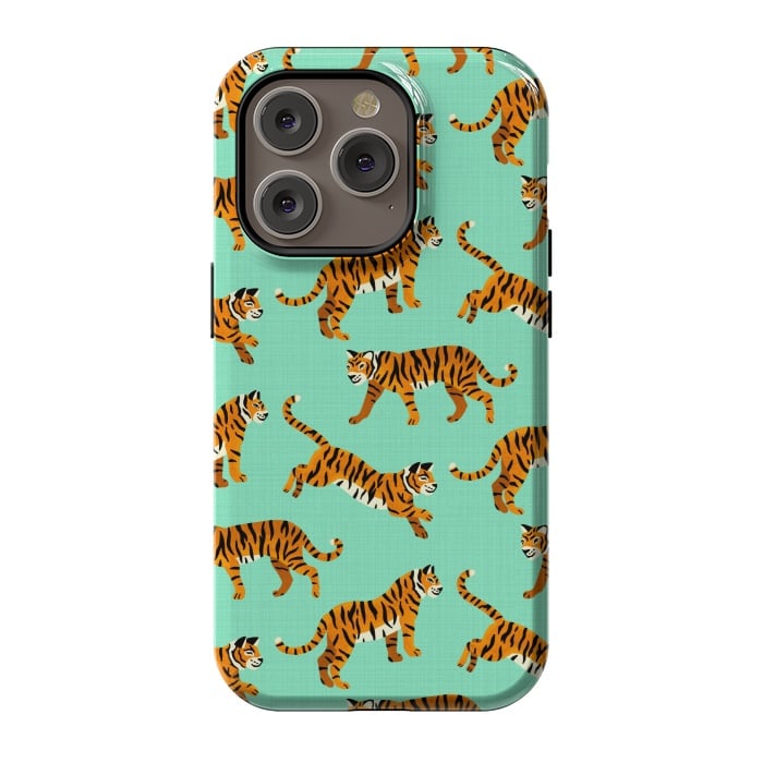 iPhone 14 Pro StrongFit Bangel Tigers - Mint  by Tigatiga