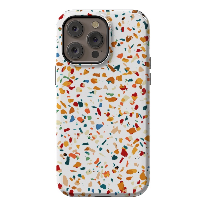 iPhone 14 Pro max StrongFit Tan Terrazzo | Eclectic Quirky Confetti Painting | Celebration Colorful Boho Happy Party Graphic  by Uma Prabhakar Gokhale