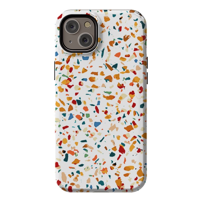 iPhone 14 Plus StrongFit Tan Terrazzo | Eclectic Quirky Confetti Painting | Celebration Colorful Boho Happy Party Graphic  by Uma Prabhakar Gokhale