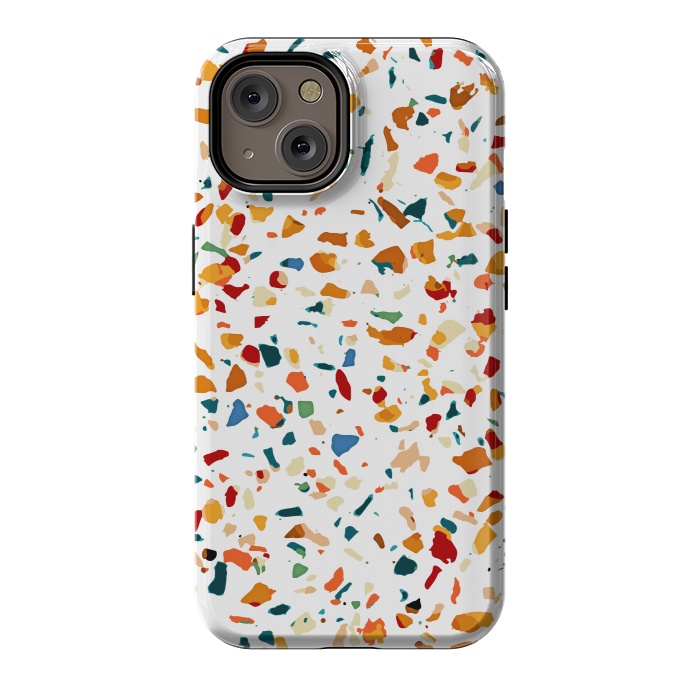 iPhone 14 StrongFit Tan Terrazzo | Eclectic Quirky Confetti Painting | Celebration Colorful Boho Happy Party Graphic  by Uma Prabhakar Gokhale