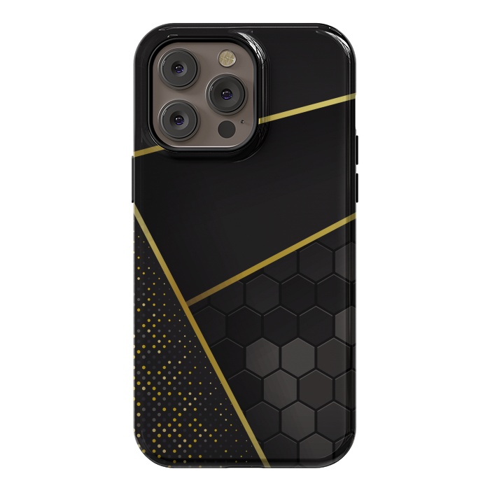 iPhone 14 Pro max StrongFit black gold geometrical art by haroulita