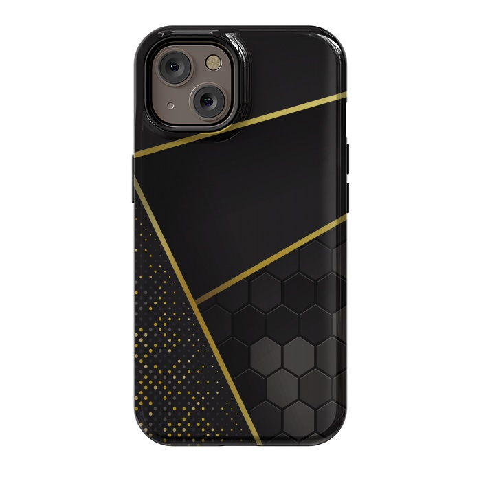 iPhone 14 StrongFit black gold geometrical art by haroulita