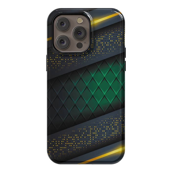 iPhone 14 Pro max StrongFit black green geometrical by haroulita