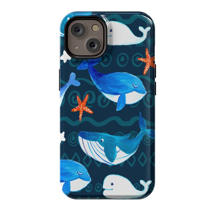 iPhone 14 StrongFit watercolor whales by haroulita