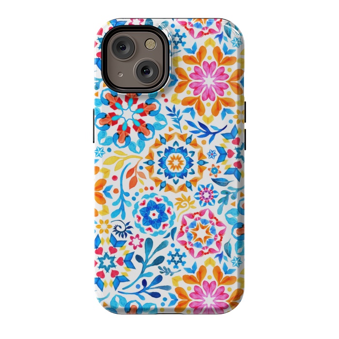 iPhone 14 StrongFit Watercolor Kaleidoscope Floral - brights by Micklyn Le Feuvre
