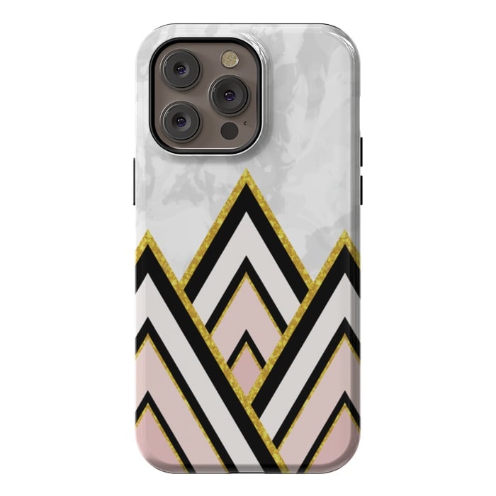 iPhone 14 Pro max StrongFit Geometric pink gold triangles by Jms