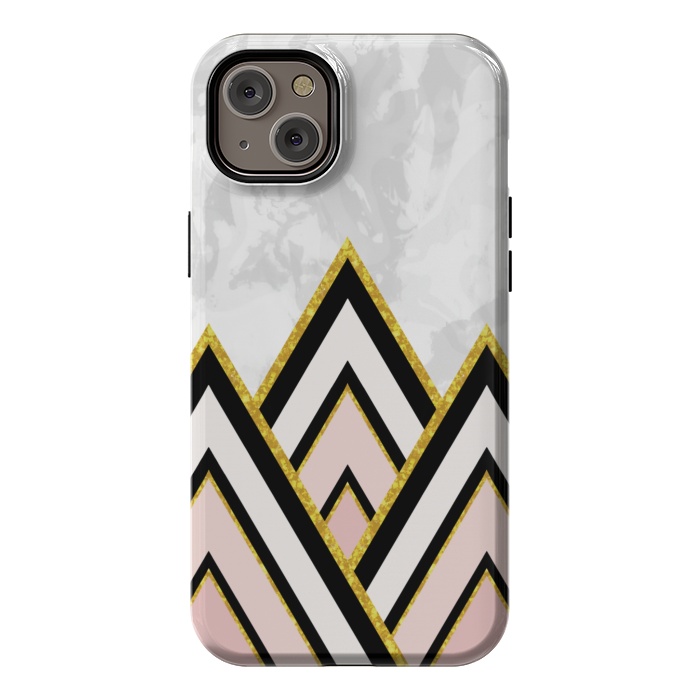 iPhone 14 Plus StrongFit Geometric pink gold triangles by Jms