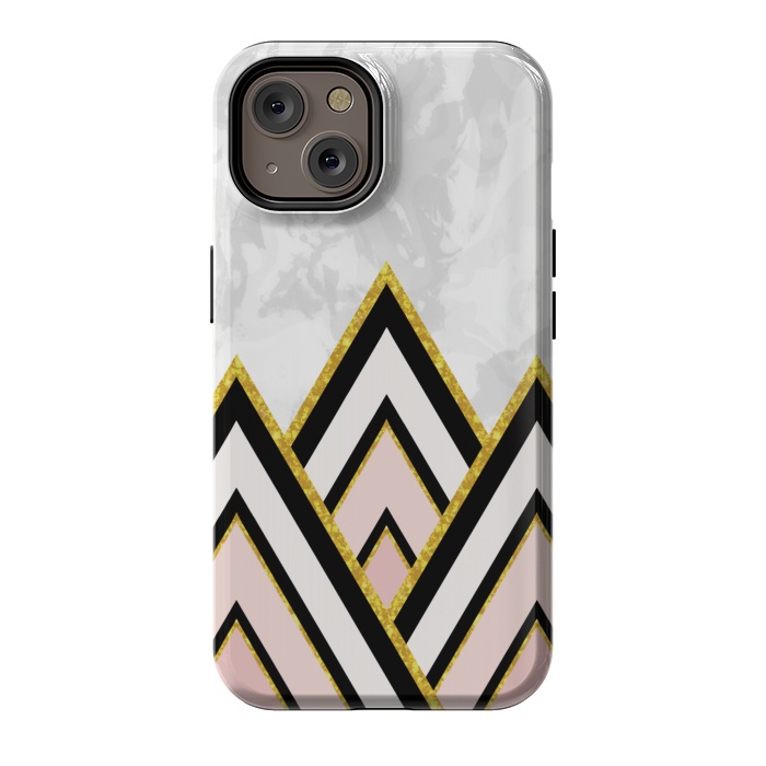iPhone 14 StrongFit Geometric pink gold triangles by Jms
