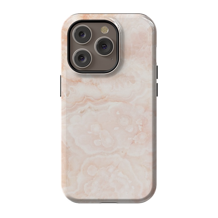 iPhone 14 Pro StrongFit Pastel peach beige marble by Oana 