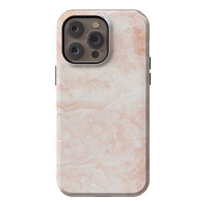iPhone 14 Pro max StrongFit Pastel peach beige marble by Oana 