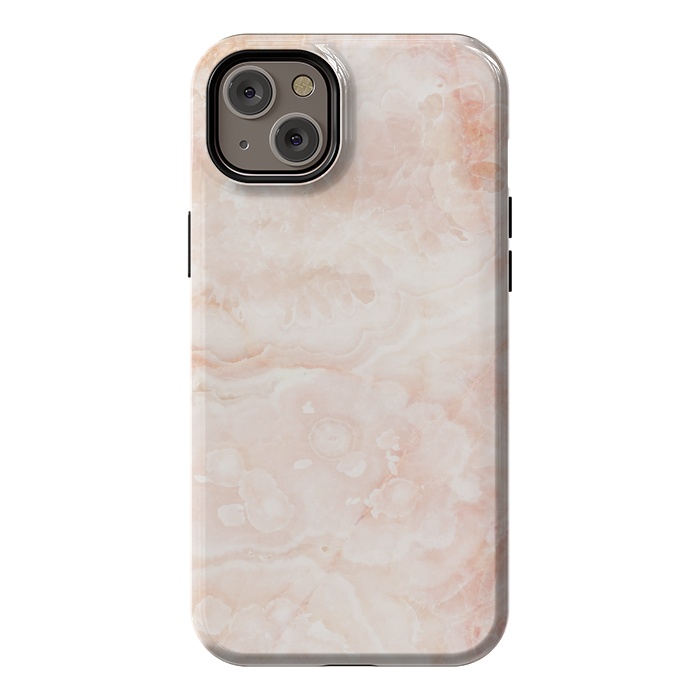 iPhone 14 Plus StrongFit Pastel peach beige marble by Oana 