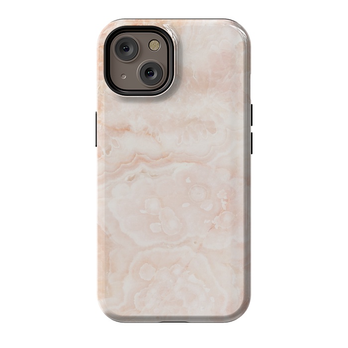 iPhone 14 StrongFit Pastel peach beige marble by Oana 