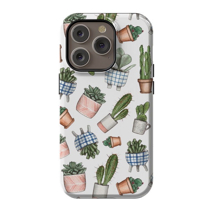 iPhone 14 Pro StrongFit watercolor houseplants in pots by Alena Ganzhela