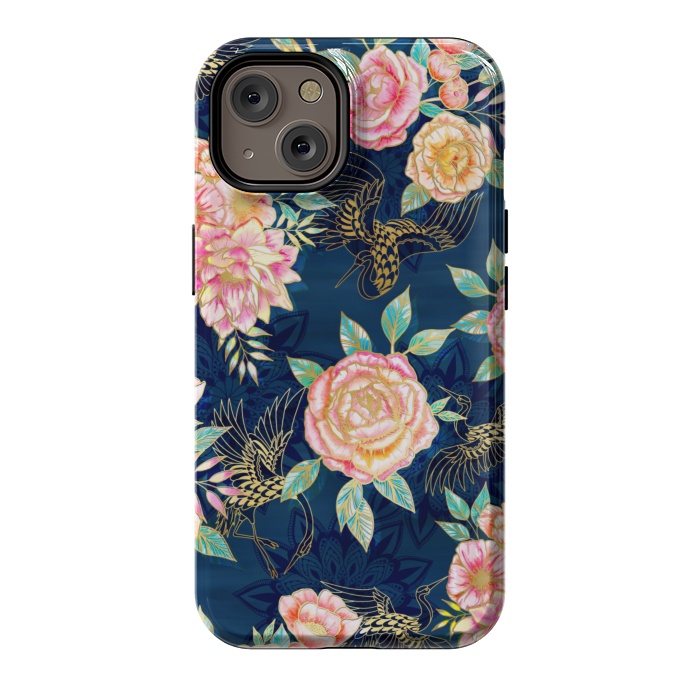 iPhone 14 StrongFit Gilded Peonies and Cranes by gingerlique
