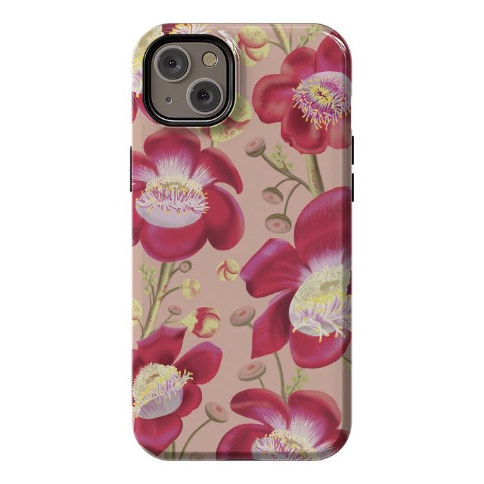 iPhone 14 Plus StrongFit Cannonball Tree Pattern - Blush by Anis Illustration