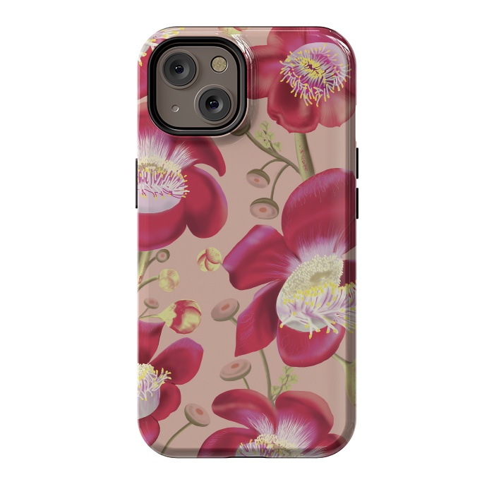 iPhone 14 StrongFit Cannonball Tree Pattern - Blush by Anis Illustration