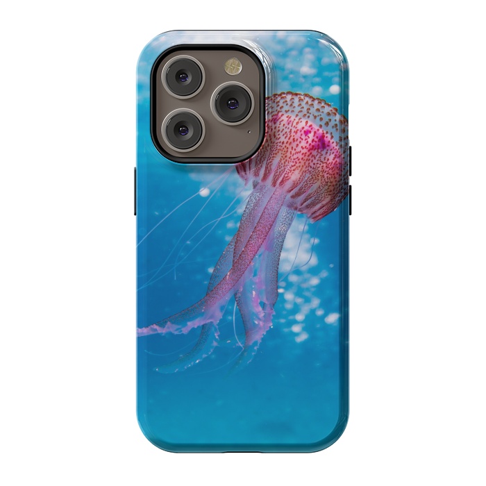 iPhone 14 Pro StrongFit Shallow Focus Photo of Pink and Brown Jellyfish by Winston