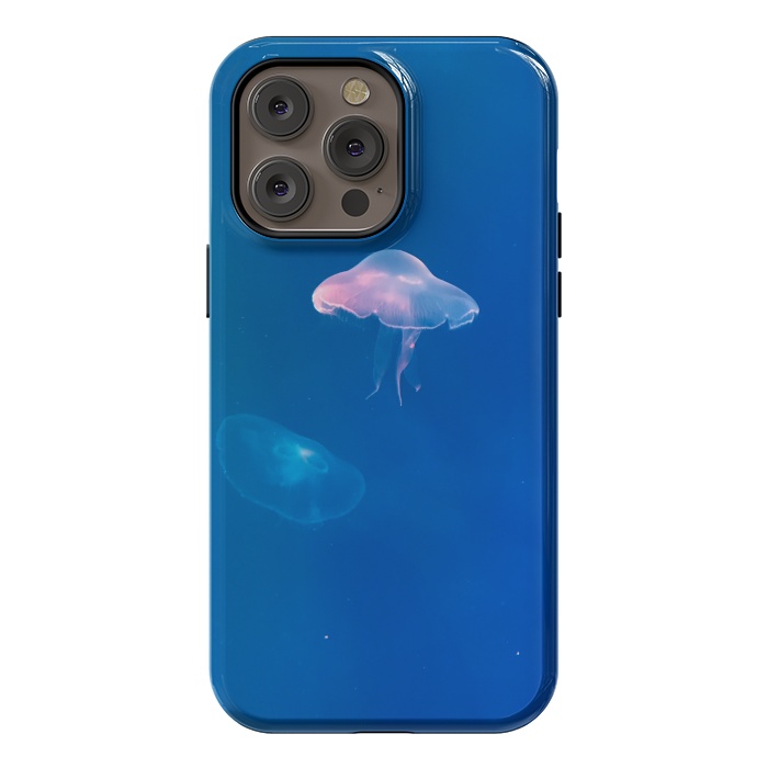 iPhone 14 Pro max StrongFit White Jellyfish in Blue Water by Winston