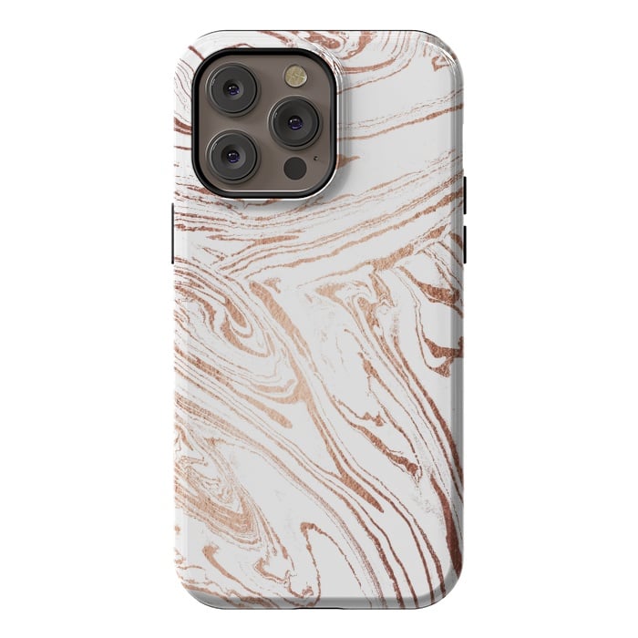 iPhone 14 Pro max StrongFit White marble with rose gold details by Oana 