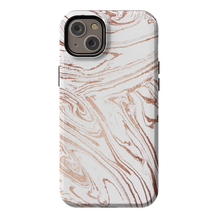 iPhone 14 Plus StrongFit White marble with rose gold details by Oana 