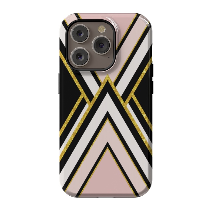 iPhone 14 Pro StrongFit Pink gold geometric by Jms