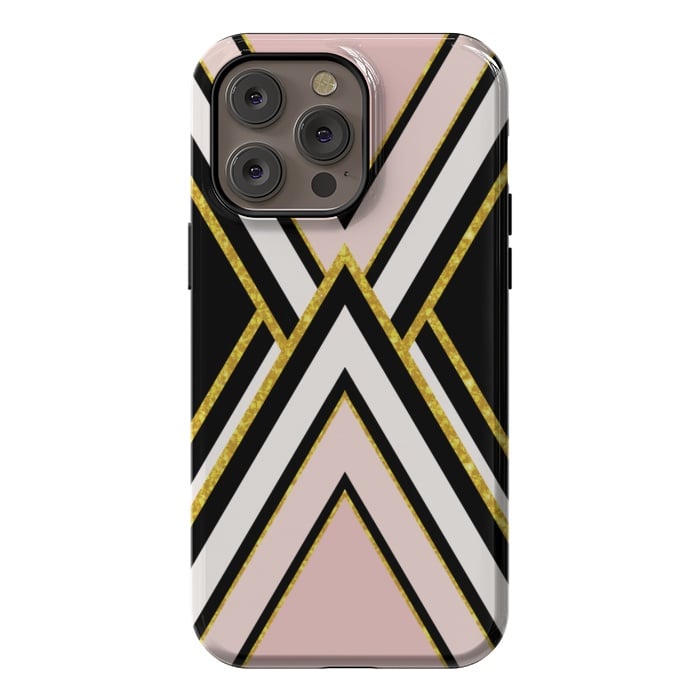 iPhone 14 Pro max StrongFit Pink gold geometric by Jms