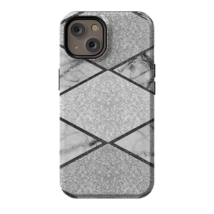 iPhone 14 StrongFit Silver glitters marble by Jms