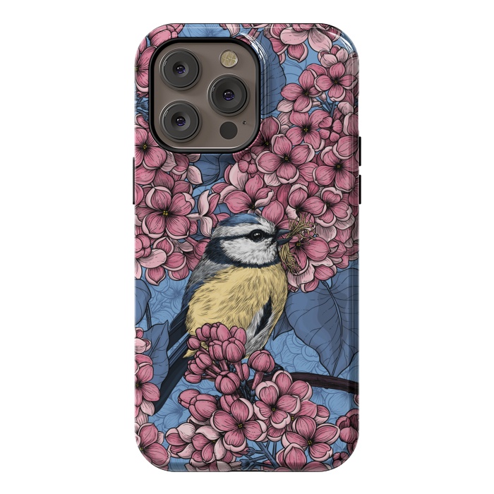 iPhone 14 Pro max StrongFit Tit bird in the lilac garden by Katerina Kirilova