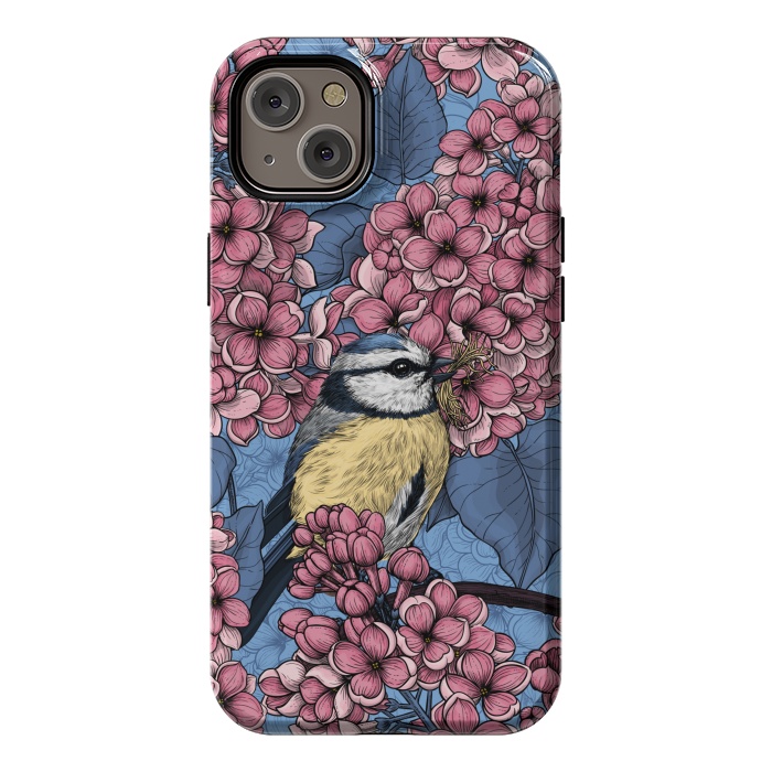 iPhone 14 Plus StrongFit Tit bird in the lilac garden by Katerina Kirilova