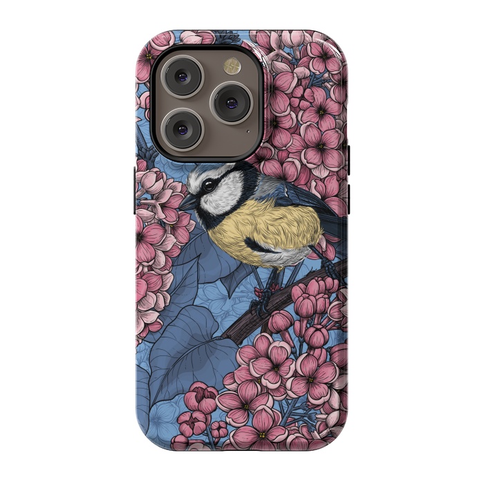 iPhone 14 Pro StrongFit Tit bird in the lilac garden 2 by Katerina Kirilova